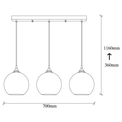 Lampadario su filo GOLD 3xE27/40W/230V