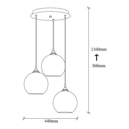 Lampadario su filo GOLD 3xE27/40W/230V