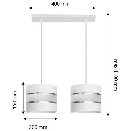 Lampadario su filo HELEN 2xE27/15W/230V bianco