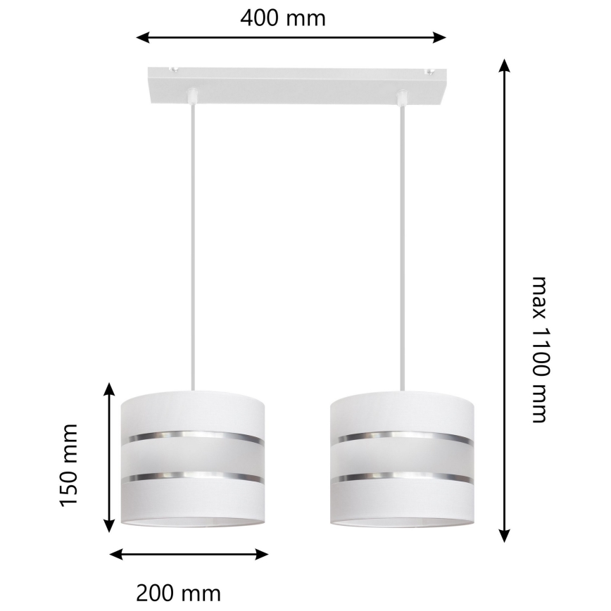 Lampadario su filo HELEN 2xE27/15W/230V bianco