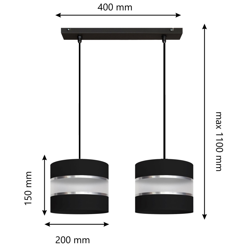 Lampadario su filo HELEN 2xE27/15W/230V nero