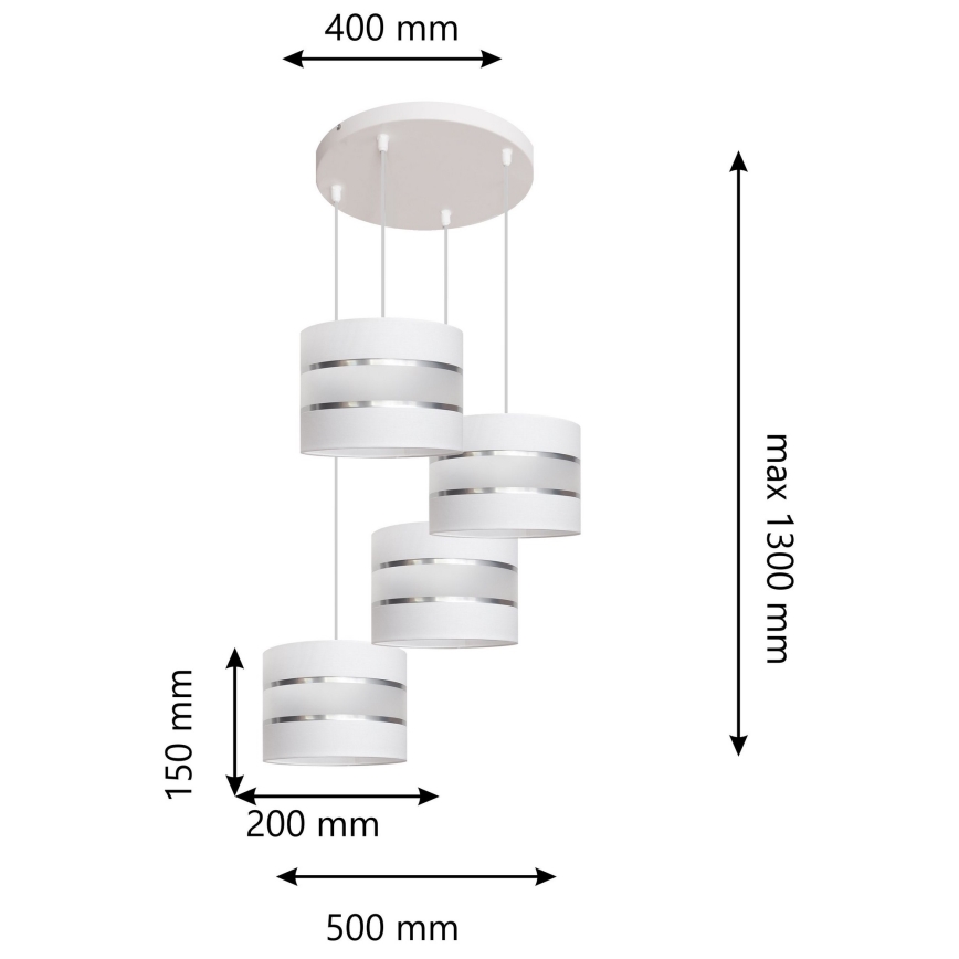 Lampadario su filo HELEN 4xE27/15W/230V bianco