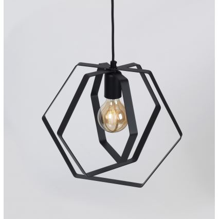 Lampadario su filo  HEXAGON 3xE27/60W/230V nero