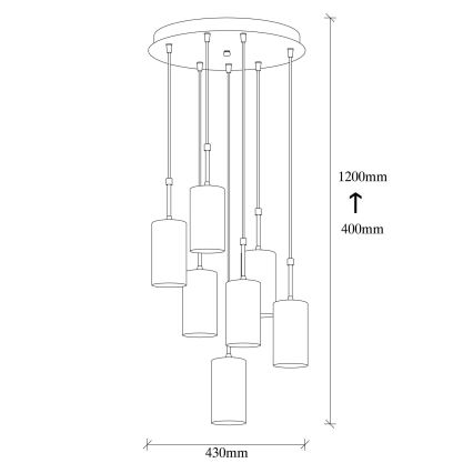 Lampadario su filo KEM 7xE27/40W/230V