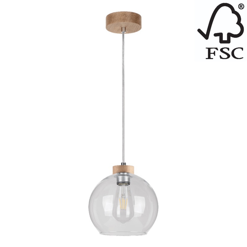 Lampadario su filo LAGUNA 1xE27/60W/230V quercia - certificato FSC