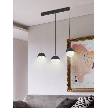 Lampadario su filo LED FURNI 3xLED/5W/230V nero