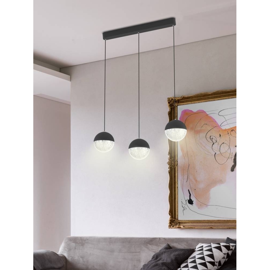 Lampadario su filo LED FURNI 3xLED/5W/230V nero
