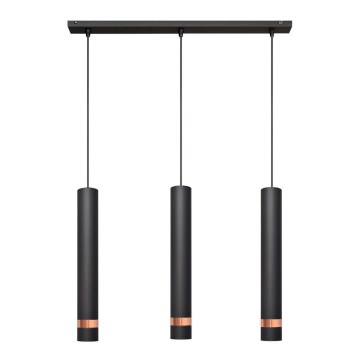 Lampadario su filo LED TUBA 3xGU10/4,8W/230V nero/rame