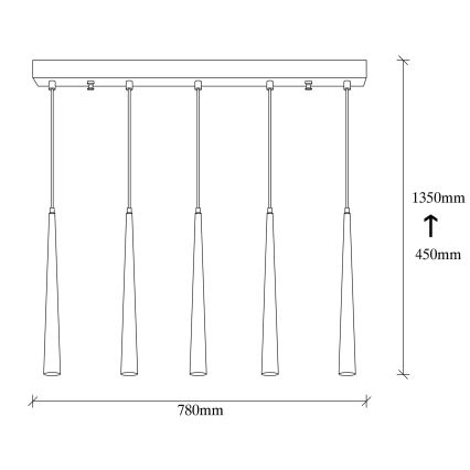 Lampadario su filo LED UGUR 5xLED/3W/230V