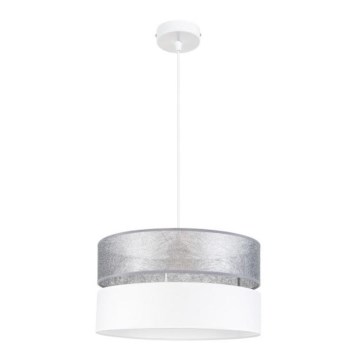 Lampadario su filo LIMA 1xE27/60W/230V argento/bianco