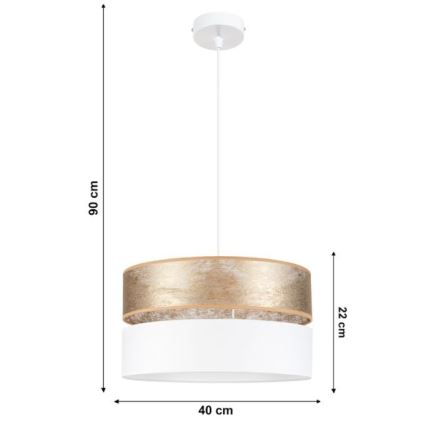 Lampadario su filo LIMA 1xE27/60W/230V bianco/dorato