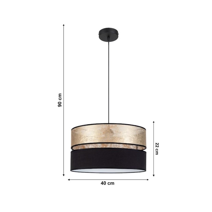 Lampadario su filo LIMA 1xE27/60W/230V dorato/nero