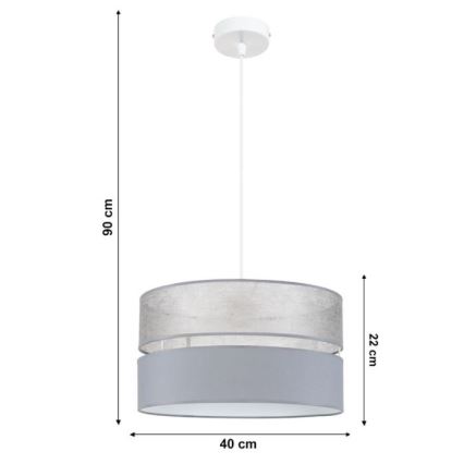 Lampadario su filo  LIMA 1xE27/60W/230V grigio