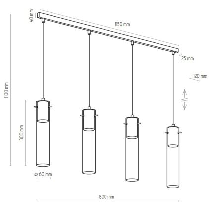 Lampadario su filo LOOK GRAPHITE 4xGU10/10W/230V