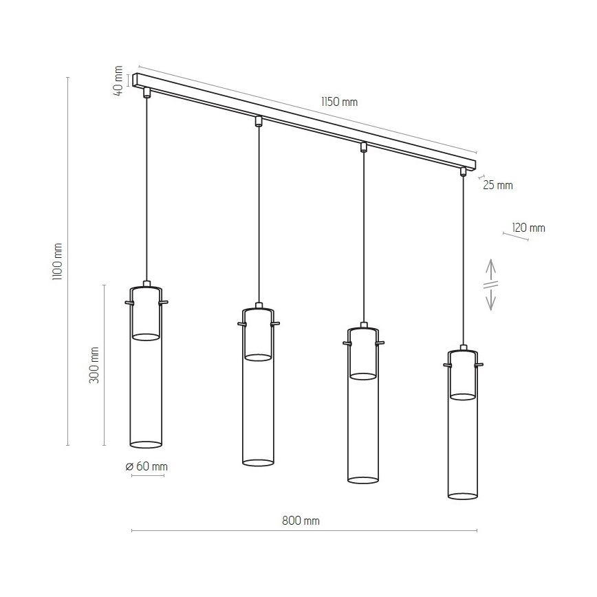 Lampadario su filo LOOK GRAPHITE 4xGU10/10W/230V