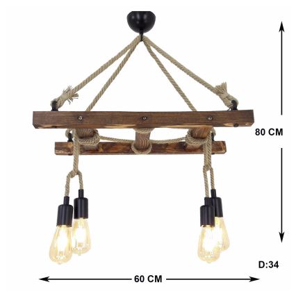 Lampadario su filo MERDIVEN 4xE27/40W/230V