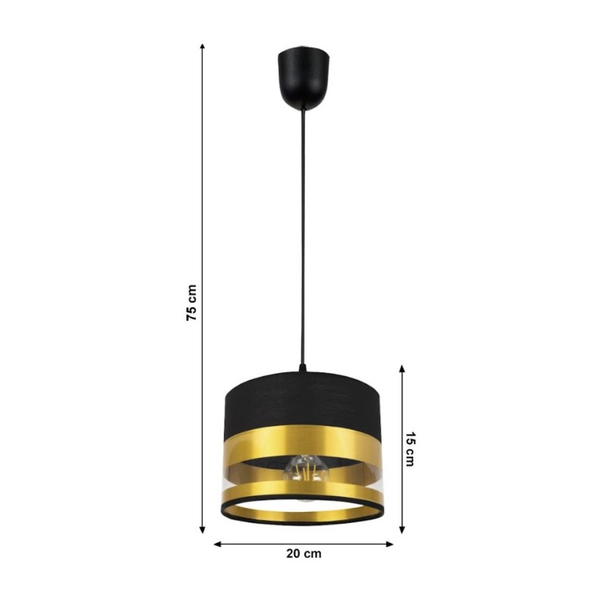 Lampadario su filo MILO 1xE27/60W/230V dorato/nero