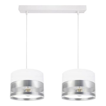 Lampadario su filo MILO 2xE27/60W/230V argento