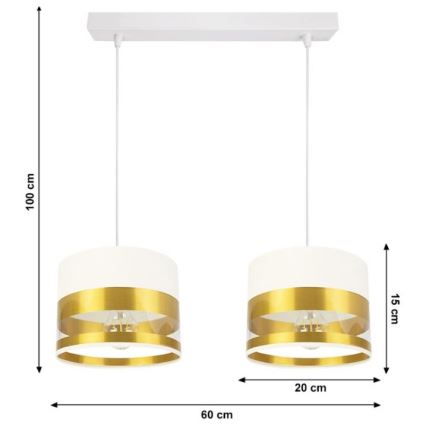 Lampadario su filo MILO 2xE27/60W/230V dorato