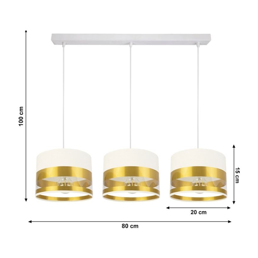 Lampadario su filo MILO 3xE27/60W/230V dorato