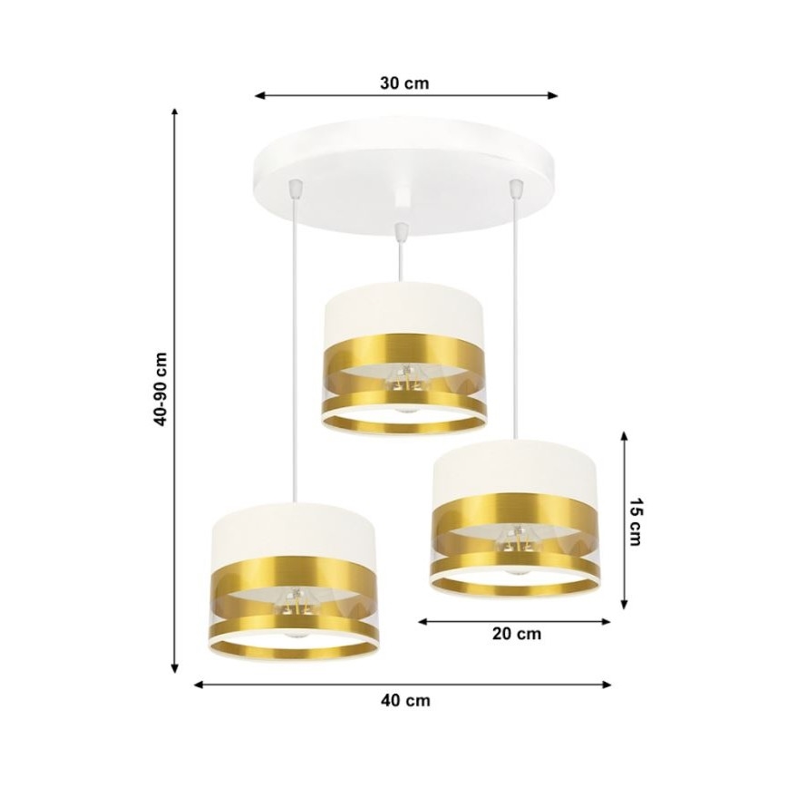 Lampadario su filo MILO 3xE27/60W/230V dorato