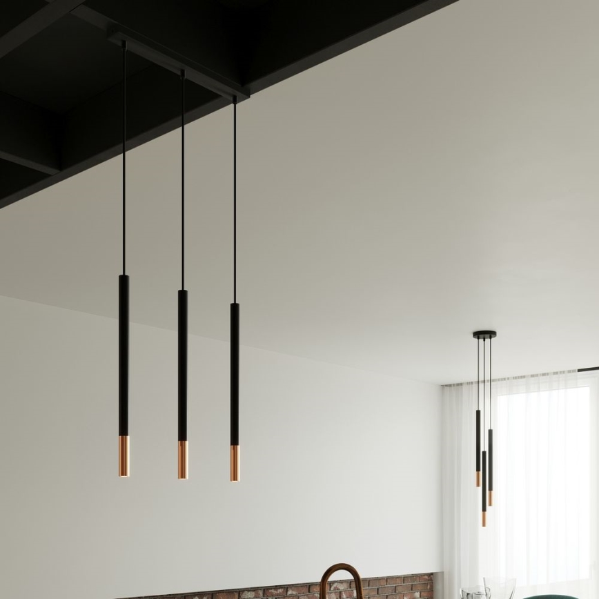 Lampadario su filo MOSAIC 3xG9/12W/230V nero/rame