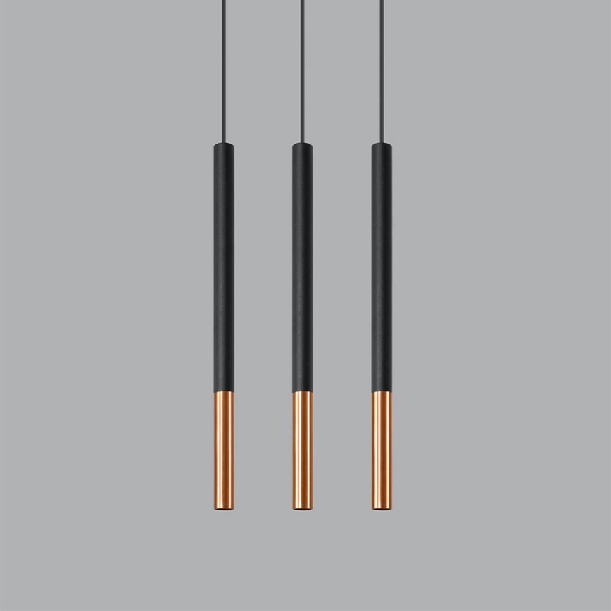 Lampadario su filo MOSAIC 3xG9/12W/230V nero/rame