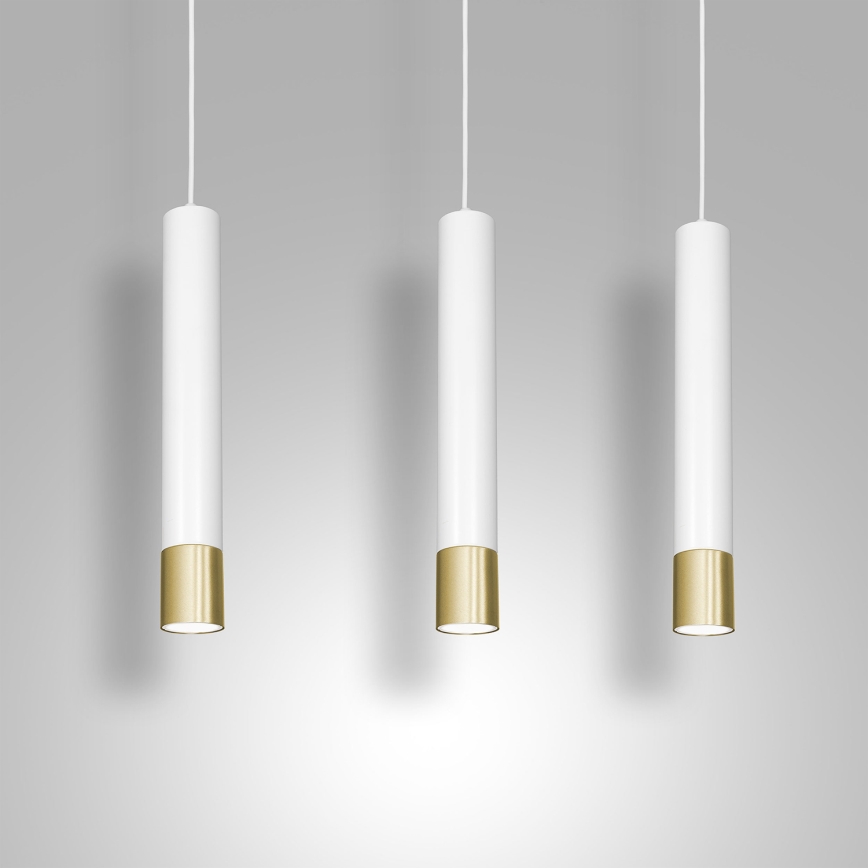 Lampadario su filo NEST 3xGU10/8W/230V bianco/dorato
