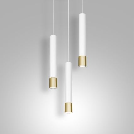 Lampadario su filo NEST 3xGU10/8W/230V bianco/dorato tondo
