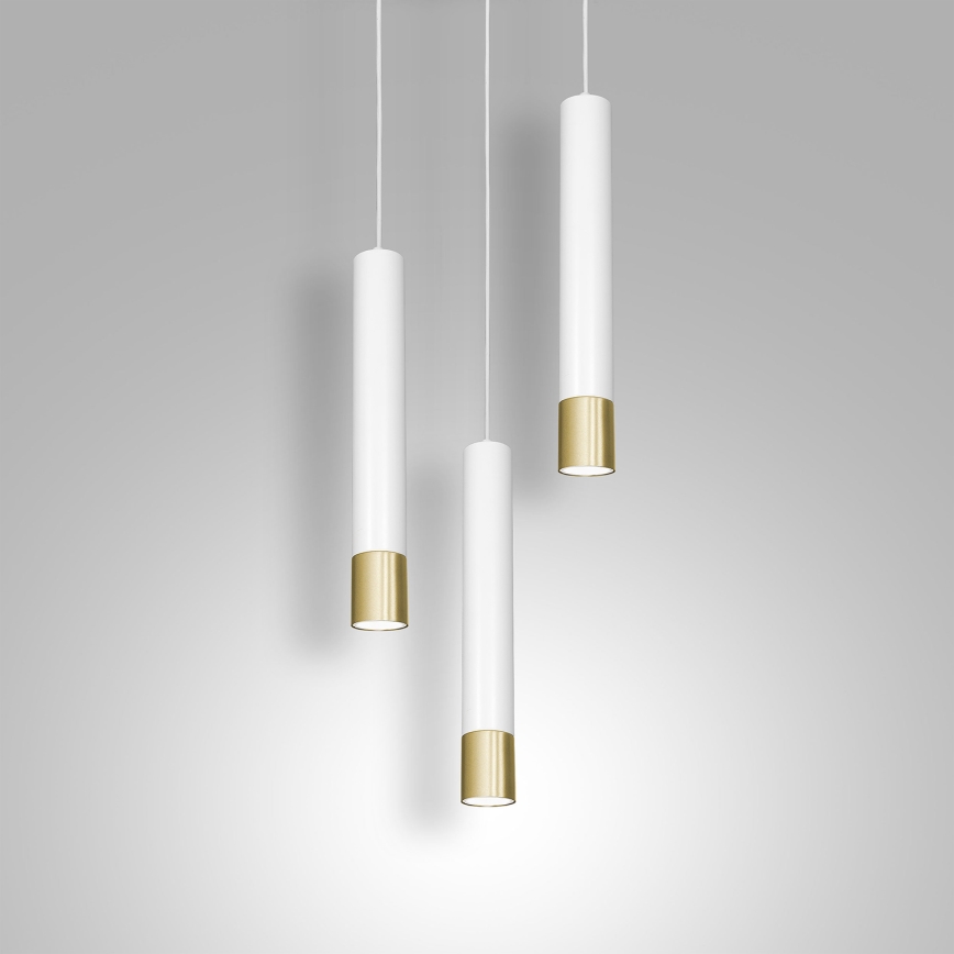 Lampadario su filo NEST 3xGU10/8W/230V bianco/dorato tondo