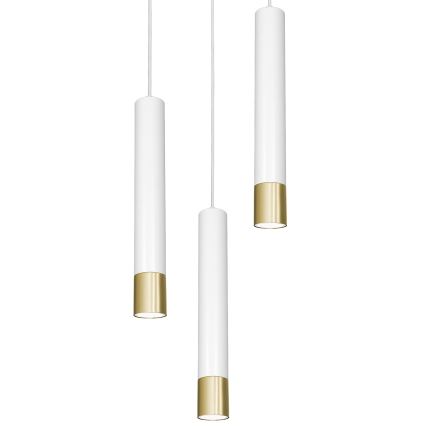Lampadario su filo NEST 3xGU10/8W/230V bianco/dorato tondo