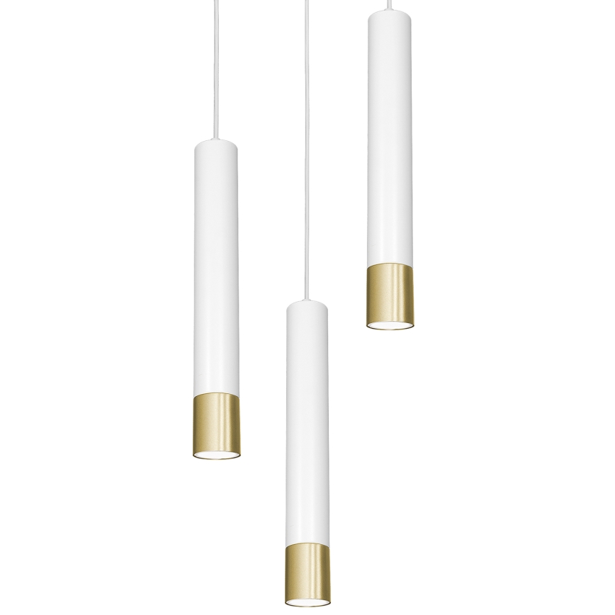 Lampadario su filo NEST 3xGU10/8W/230V bianco/dorato tondo