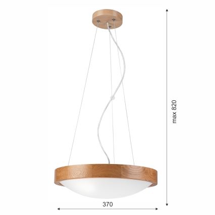 Lampadario su filo OAK SLIM 2xE27/60W/230V ø 37 cm quercia