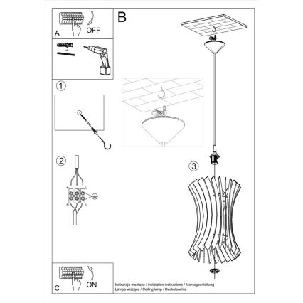 Lampadario su filo ORIANA 1xE27/60W/230V