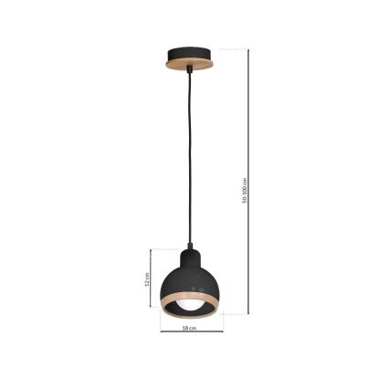 Lampadario su filo OVAL 1xE27/60W/230V nero