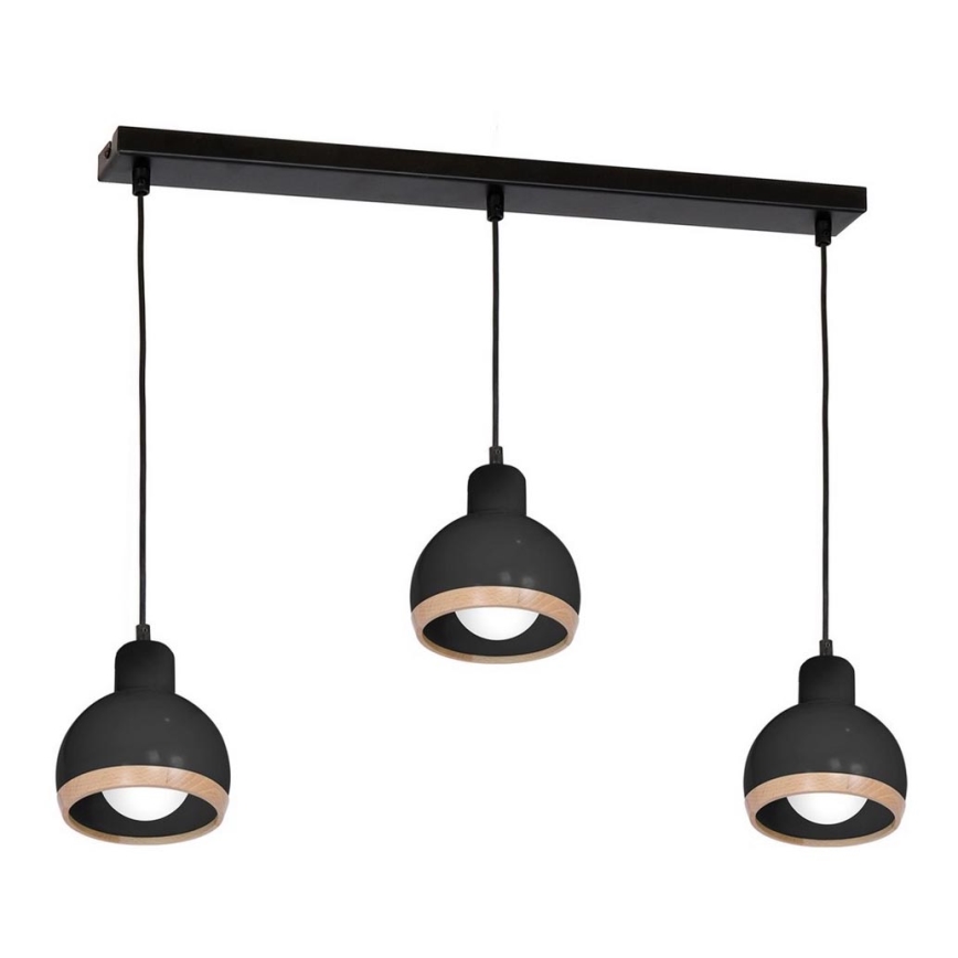 Lampadario su filo OVAL 3xE27/60W/230V nero