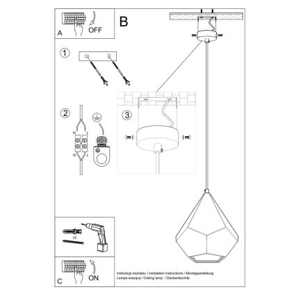 Lampadario su filo PAVLUS 1xE27/60W/230V