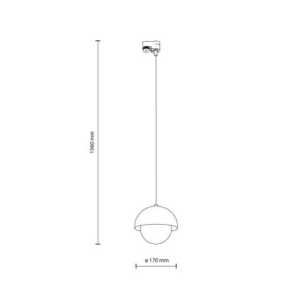 Lampadario a sospensione con filo per sistema ferroviario monofase BONO 1xG9/8W/230V nero