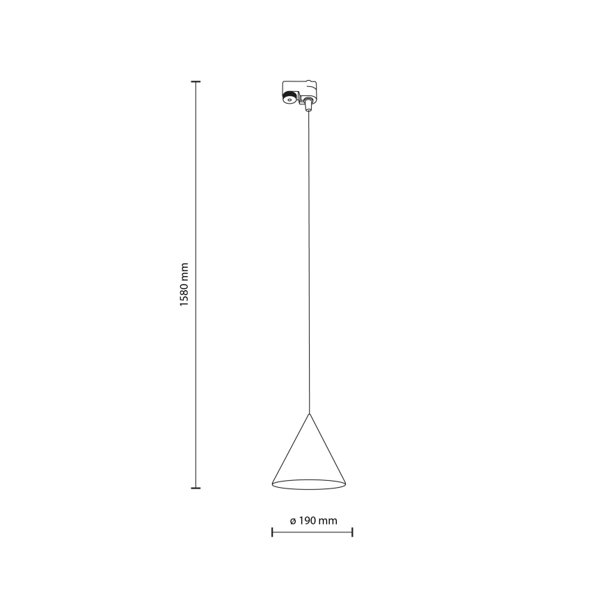 Lampadario a sospensione con filo per sistema ferroviario monofase CONO 1xE27/15W/230V nero/menta