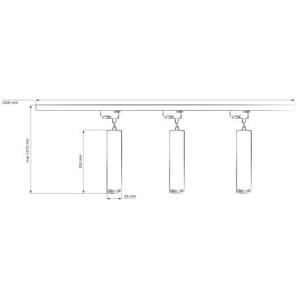 Lampadario su filo per sistema a binario MARIBEL 3xGU10/10W/230V + 1 m rotaia sistema bianco