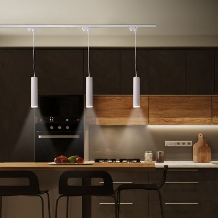 Lampadario su filo per sistema a binario PARIGI 3xGU10/10W/230V + 1 m rotaia sistema bianco