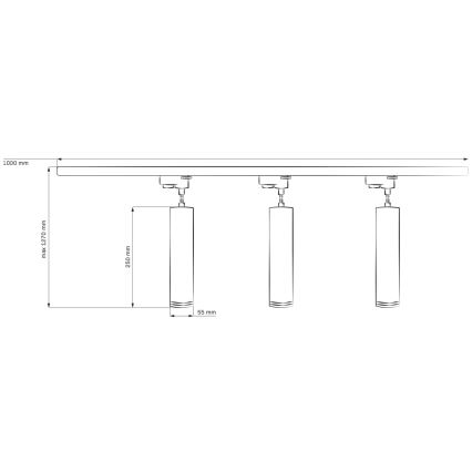 Lampadario su filo per sistema a binario PARIGI 3xGU10/10W/230V + 1 m rotaia sistema bianco