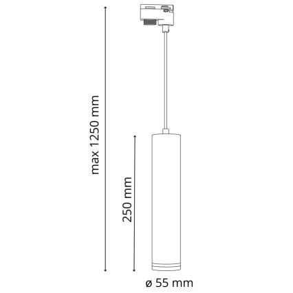 Lampadario su filo per sistema a binario PARIGI 3xGU10/10W/230V + 1 m rotaia sistema nero