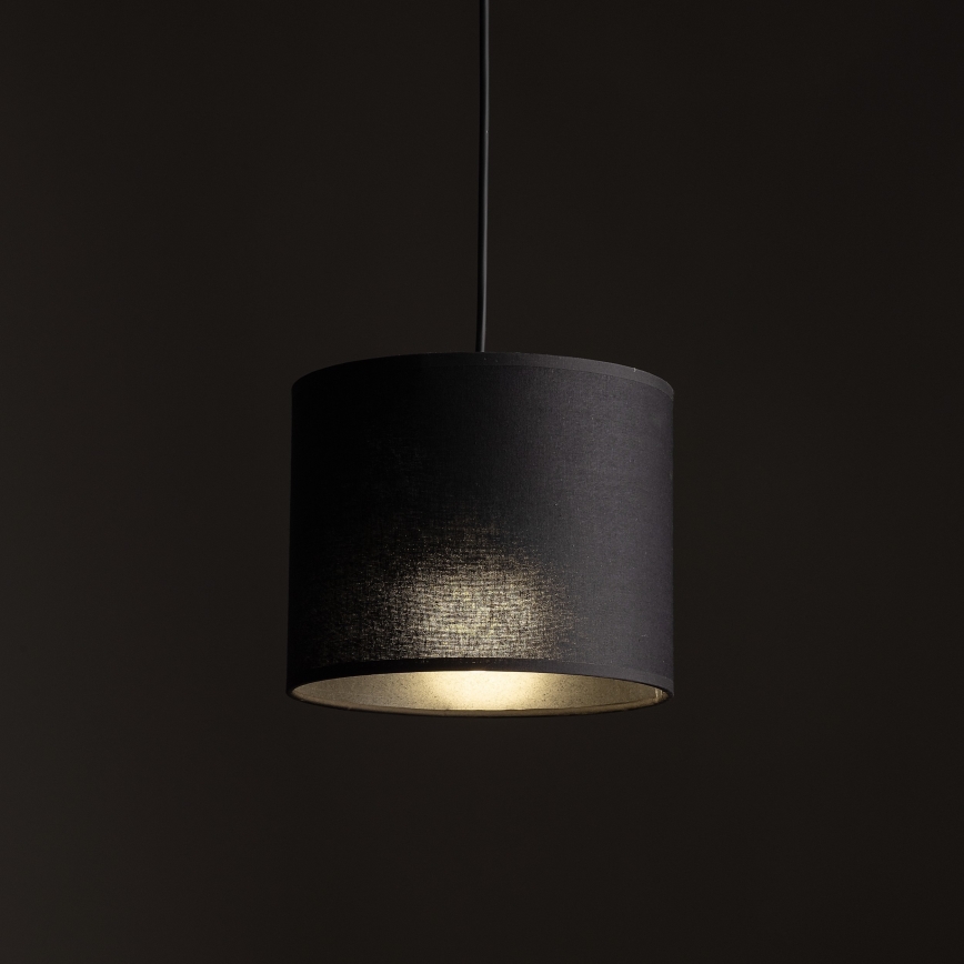Lampadario a sospensione con filo per sistema ferroviario monofase TRACER 1xE27/15W/230V diametro 20 cm nero