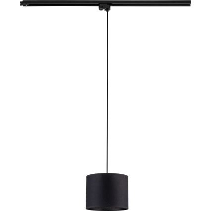 Lampadario a sospensione con filo per sistema ferroviario monofase TRACER 1xE27/15W/230V diametro 20 cm nero