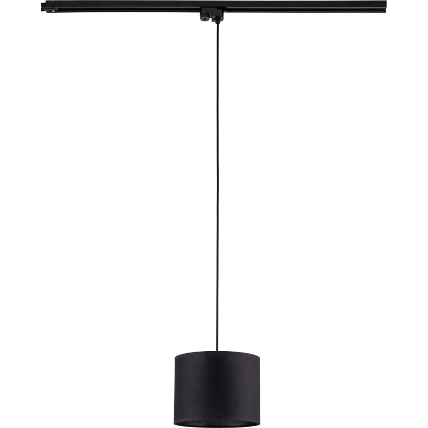 Lampadario a sospensione con filo per sistema ferroviario monofase TRACER 1xE27/15W/230V diametro 20 cm nero