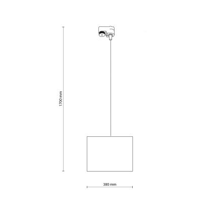 Lampadario a sospensione con filo per sistema ferroviario monofase TRACER 1xE27/15W/230V diametro 38 cm nero/bianco
