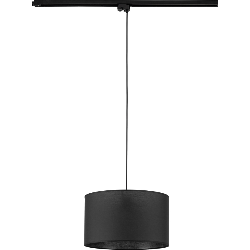 Lampadario a sospensione con filo per sistema ferroviario monofase TRACER 1xE27/15W/230V diametro 38 cm nero