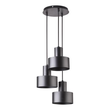 Lampadario su filo RIF 3xE27/60W/230V nero