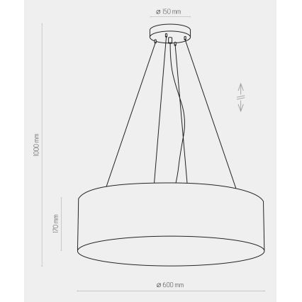 Lampadario su filo RONDO 4xE27/15W/230V blu